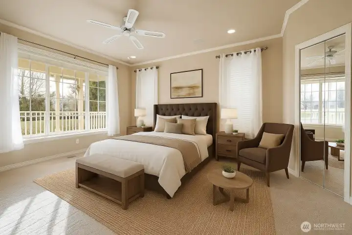 Virtually Staged Primary. Full bathroom EnSuite attached.