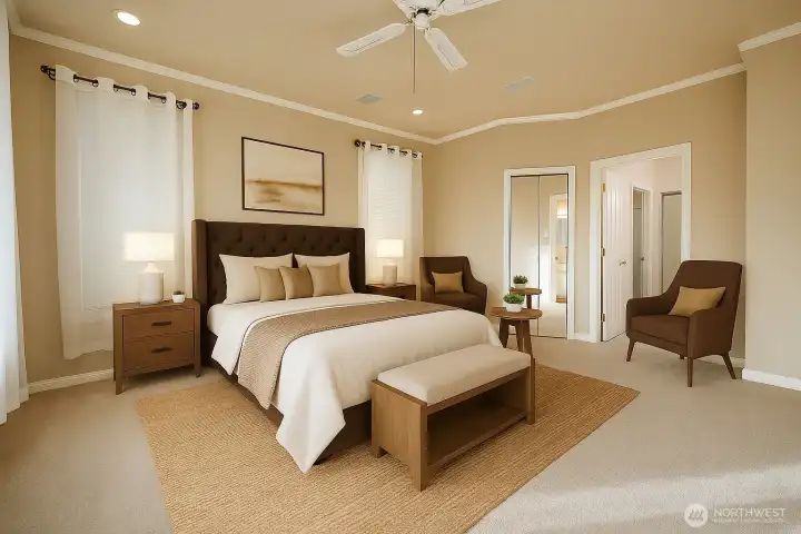 Virtually Staged Primary. Full bathroom EnSuite attached.