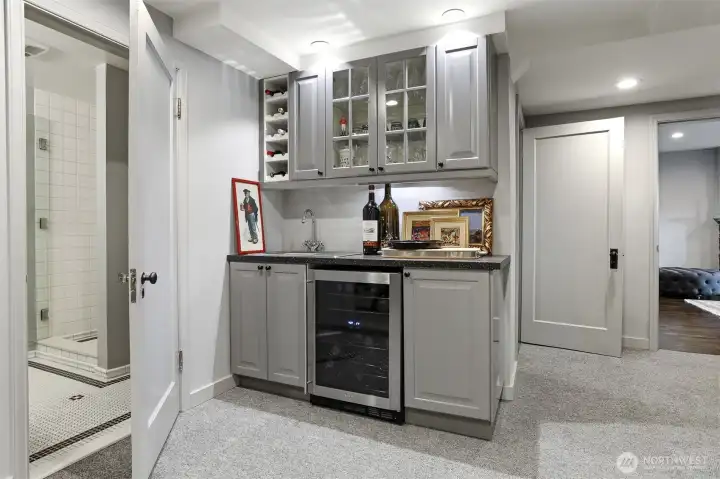 Basement entertainment center.