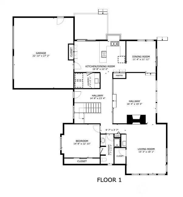 Floor Plan (Floor 1)  6008 Indian Trail NE, Tacoma, WA 98422