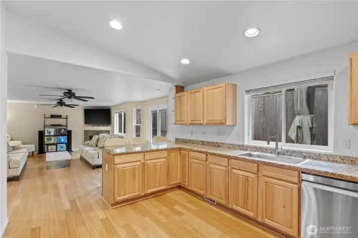 Spacious main floor kitchen with eating area