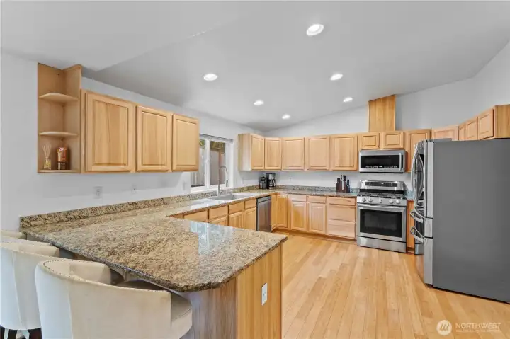 Spacious main floor kitchen with eating area