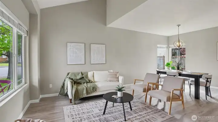 Welcoming entry view featuring a southeast-facing window that captures peaceful early morning sunrises