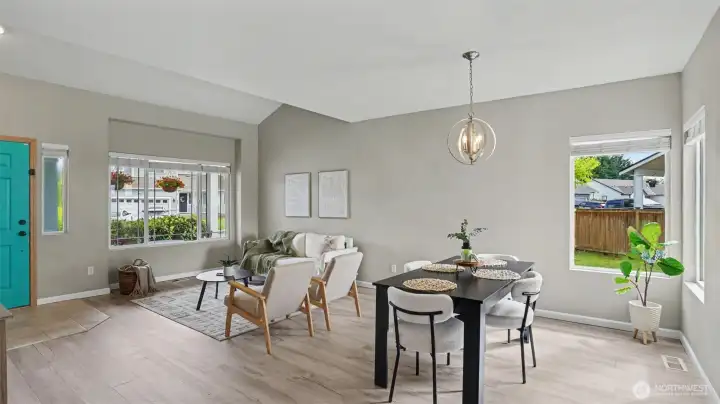 Bright and inviting living/dining room perfect for everyday living and entertaining