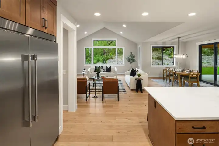 Open-concept floor plan offers abundant space for entertaining.