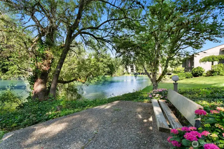 This resting spot is just steps from your deck and along one of the 4 lakes at Sixty-01. This resting spot is just steps from your deck and along one of the 4 lakes at Sixty-01.