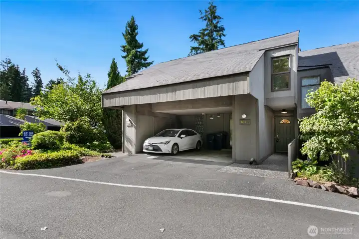 Carport. Just to the left is one of the pools and lots of guest parking. Carport. Just to the left is one of the pools and lots of guest parking.