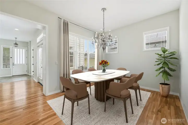 Dining room, virtually staged.
