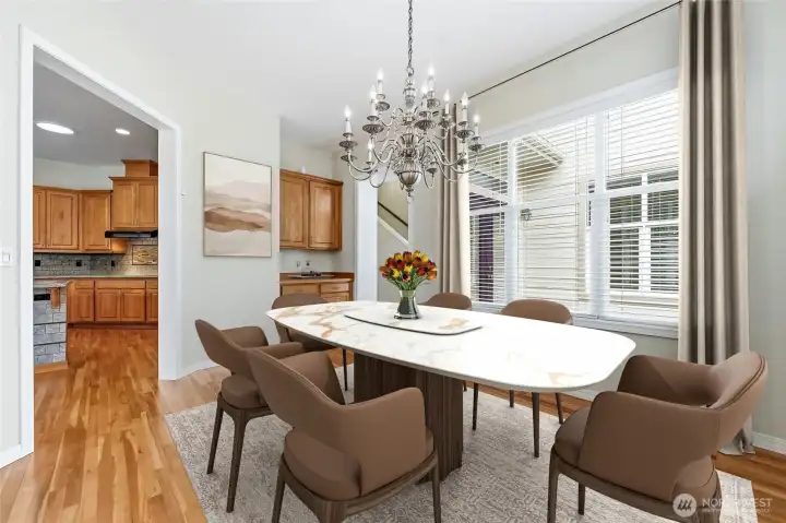 Dining room, virtually staged.
