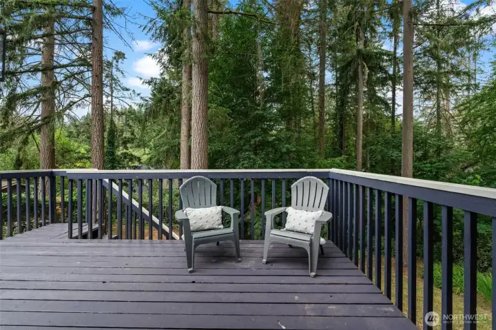 Deck overlooking your private backyard