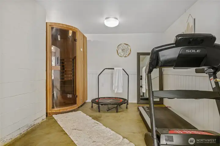 2nd room in basement used as Sauna/Exercise room. Sauna stays