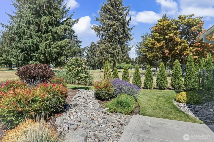 View of your back and side yard, lovely!