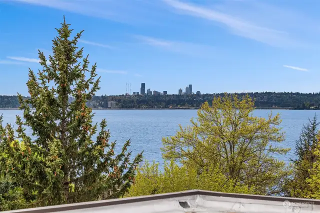View of lake, Seattle from roof top deck.
