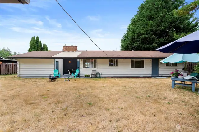 Backyard is great for entertaining. Natural barriers and fence provides privacy.