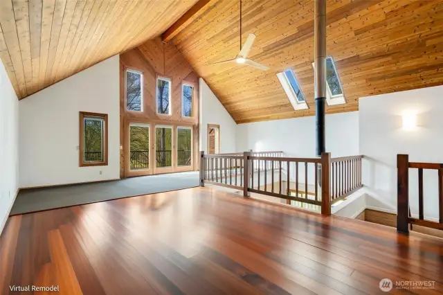 Vaulted ceilings, a roomy en suite, and all the good bones—this upstairs retreat is full of potential. Use it as a cozy family room or let it flow into a full en suite with a connected bedroom and bath. New flooring or carpet? Total game changer.