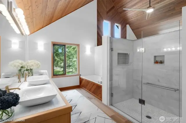 Cue the glow-up: clean lines, modern tile, and a calming vibe that turns daily routines into rituals. This virtually remodeled retreat shows just how serene this space can be.