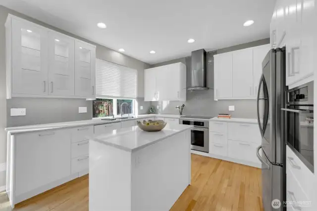 Stunning! And functional  Lighting in glass fronted cabinet along with under cabinet lighting