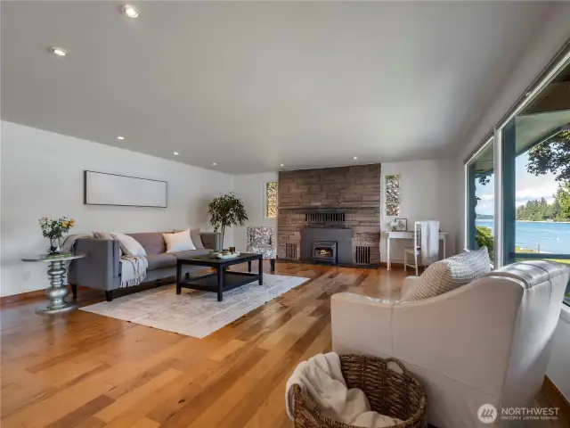 Cozy up by the fireplace for late night chats.  The lower level also features a 2nd fireplace.