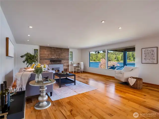 The spacious living room provides ample space to create multiple seating areas.