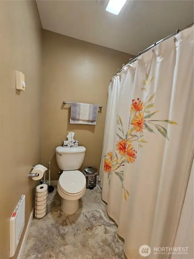 Full size walk in shower in the main bedroom.