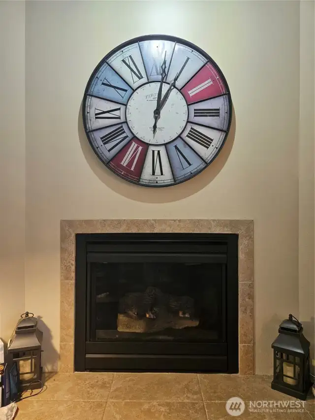 Efficient, relaxing propane fireplace. The propane is included in your HOA.