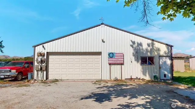 Detached garage with workspace