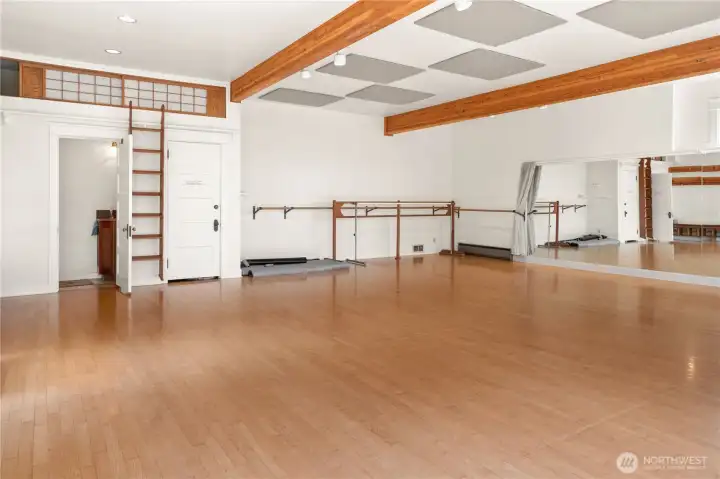 Studio. Storage above and a closet below.