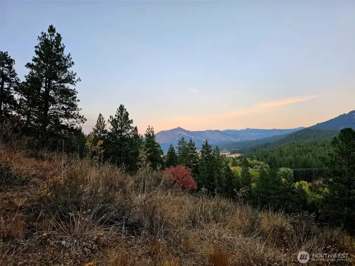 Photo taken at dusk from the property looking north towards Wenatchee