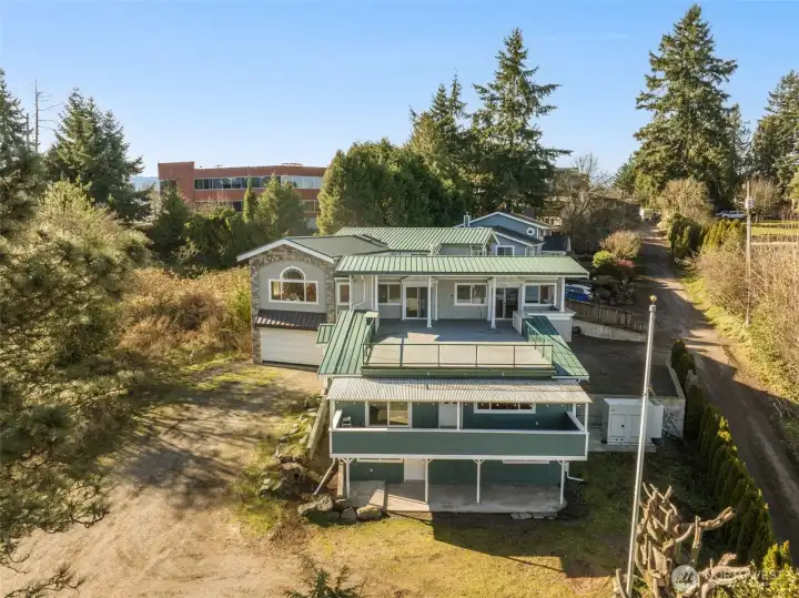 Fabulous Aerial View showing each unit has it's own driveway access (1 is on south side and 1 on the north) but yet are connected.