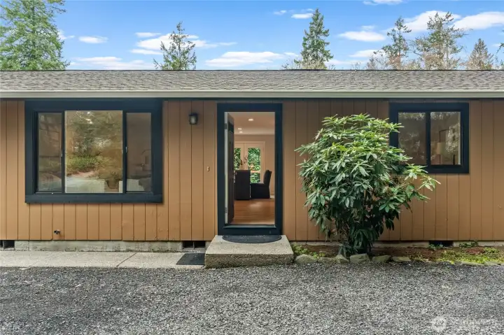 Clean lines and clever design meet at the front door.