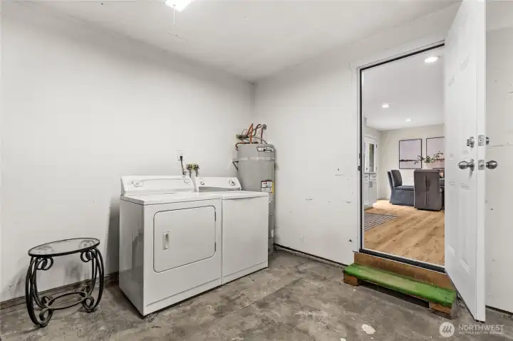 Just through the kitchen, enter your own single-car garage fit with a washer and dryer.