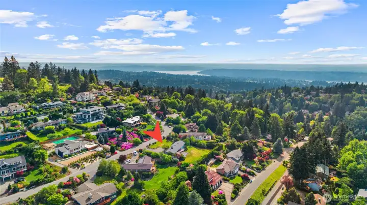 Aerial view looking west