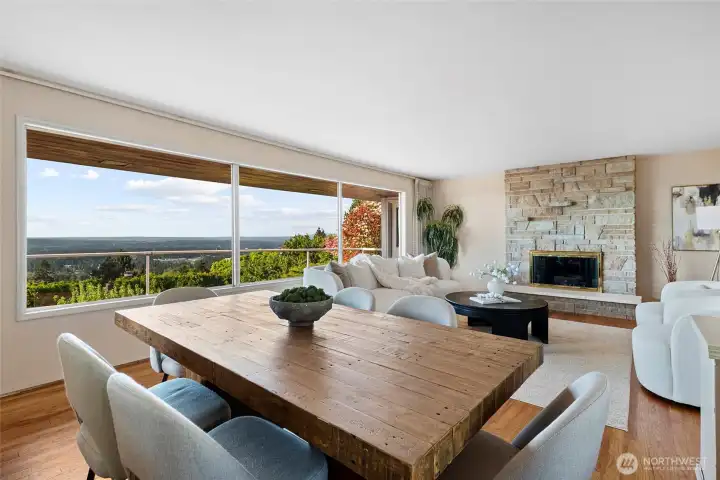 Dining room and living room area