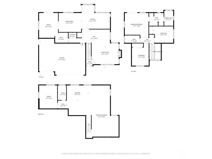 Full floor plan showcasing the spacious layout and flexible living spaces across all three levels of the home.