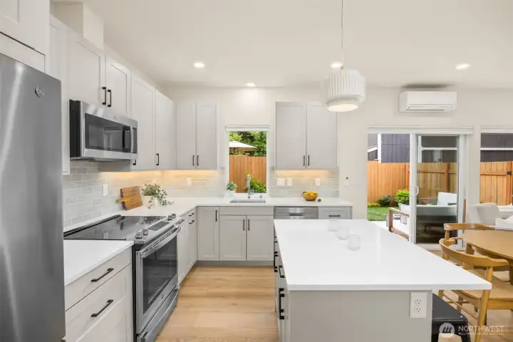 Locally sourced cabinetry , stainless steel appliances and quartz countertops. Locally sourced cabinetry , stainless steel appliances and quartz countertops.
