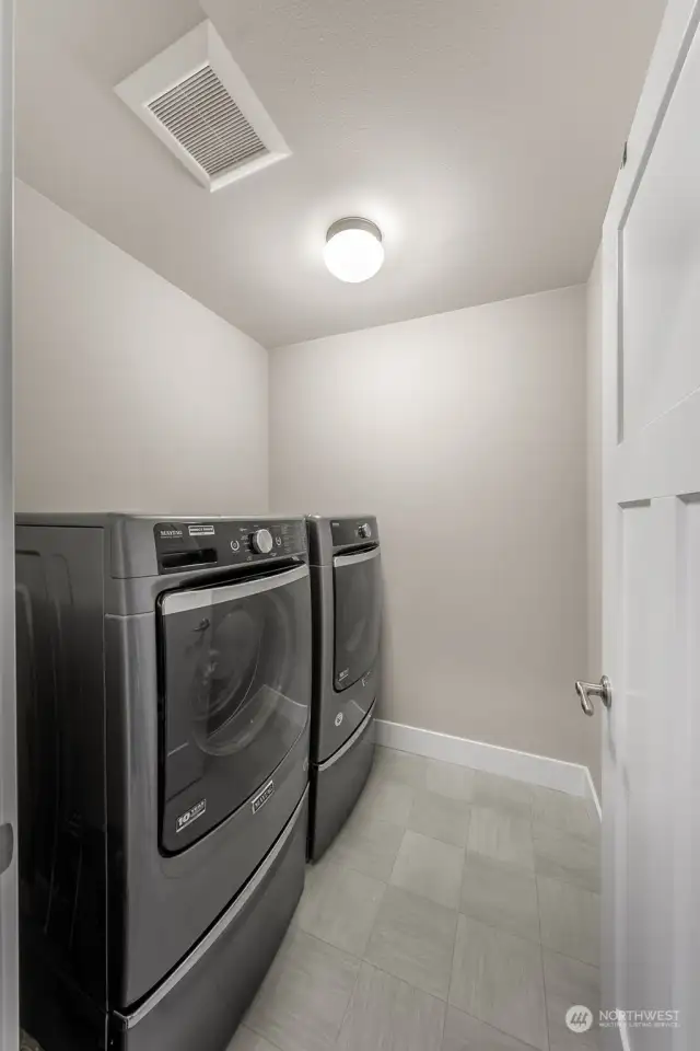 Upstairs laundry room means no more stairs with laundry in your arms!