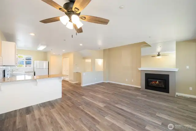 Dining area and bright kitchen