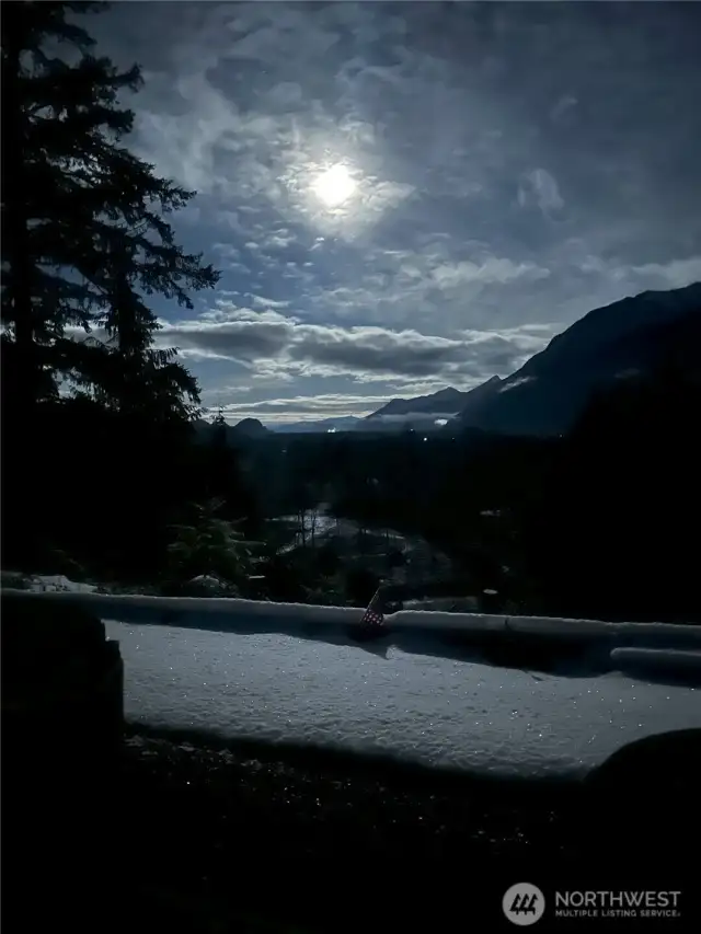 Morning Full Moon Set in the snow.