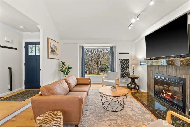 Step down living area.