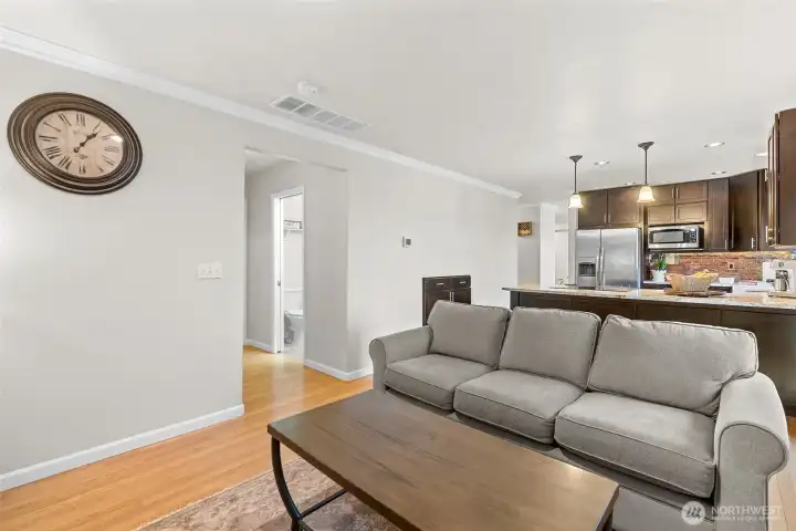 Entry to garage, laundry and 1/2 bath to the left.