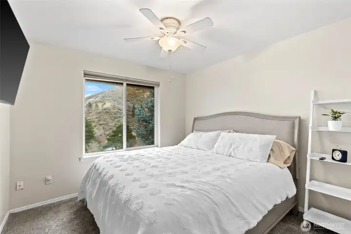 Bedroom 2, great views, ceiling fan,