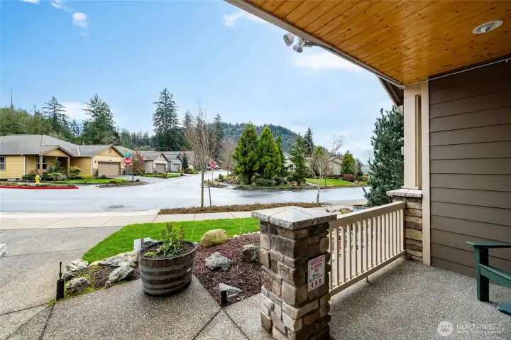 Covered front porch to enjoy the serene view of Little Mountain. This home is equipped with a ring doorbell and security system which stays with the home.