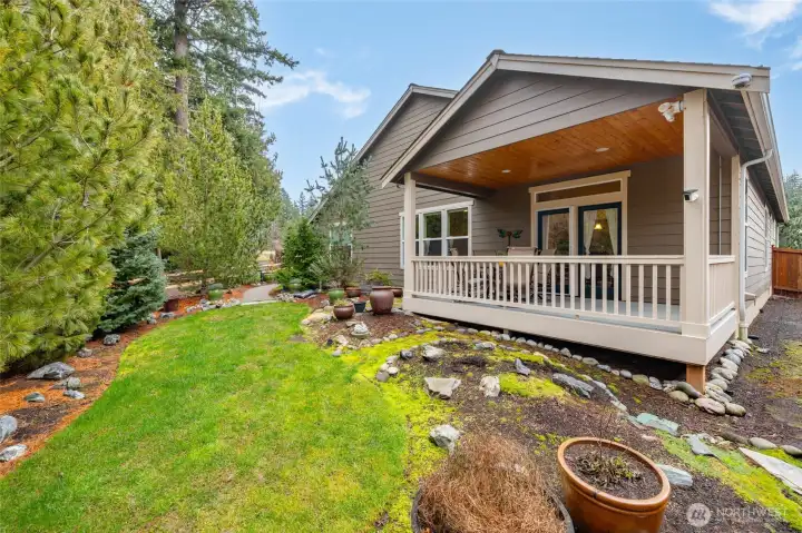 Easy care landscape, backyard area