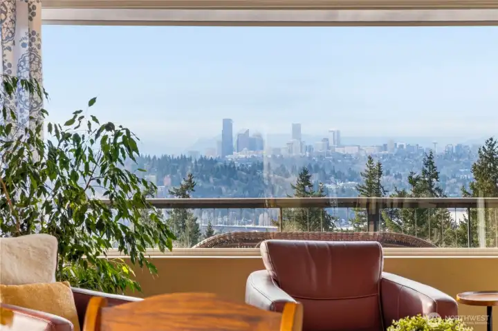 Living room picture window frames DT Seattle.