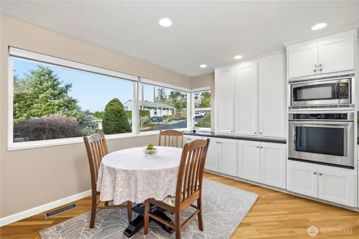 Picture windows let in your morning sunshine.