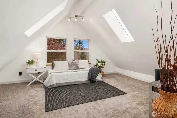 Large loft is ideal for guests, office, hobby space, etc.