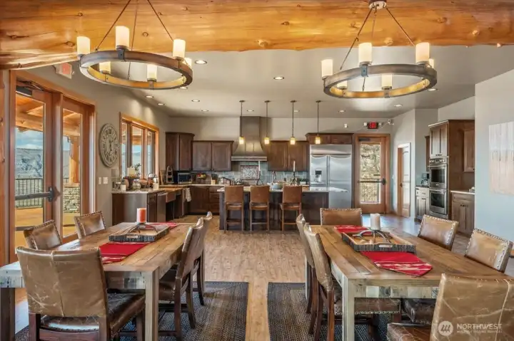 Dining area and kitchen in the clubhouse