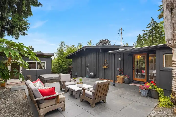 Looking toward to the hot tub and detached studio.