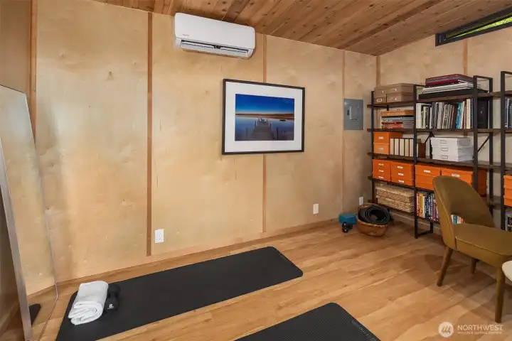 Includes a mini-split for heating and cooling.