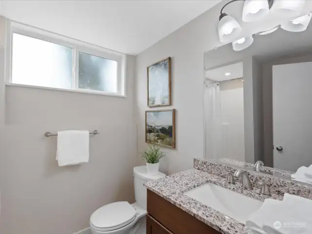 The 3/4 bath is also completely updated and beautifully finished.